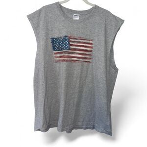 Grey USA American Flag Sleeveless XL Shirt